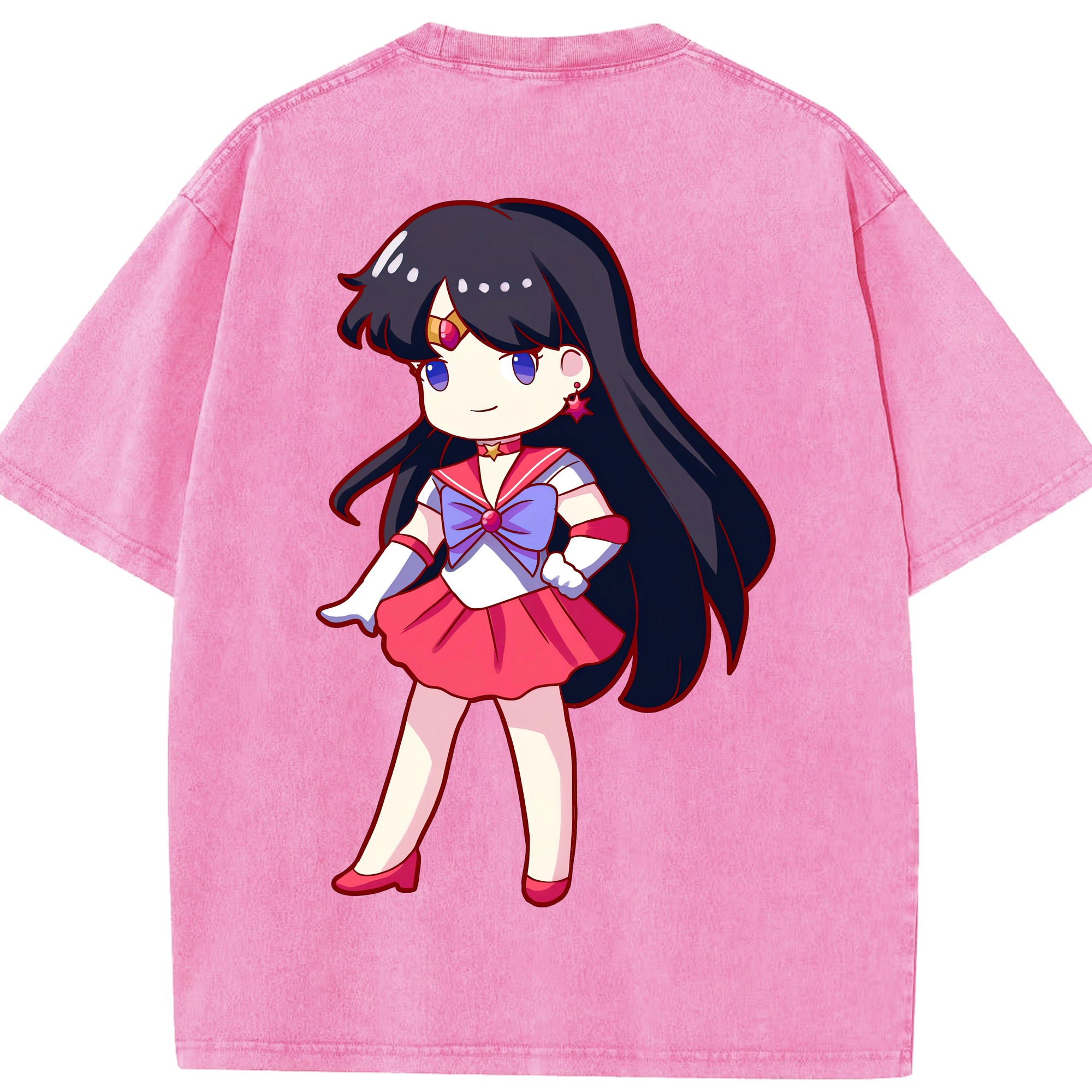 （画像用） 美少女戦士セーラームーン 火野レイ ひの レイ Sailor Moon Hino Rei （セーラーマーズ,Sailor Mars） 綿100% ヴィンテージ風 半袖Tシャツ（背面プリント）